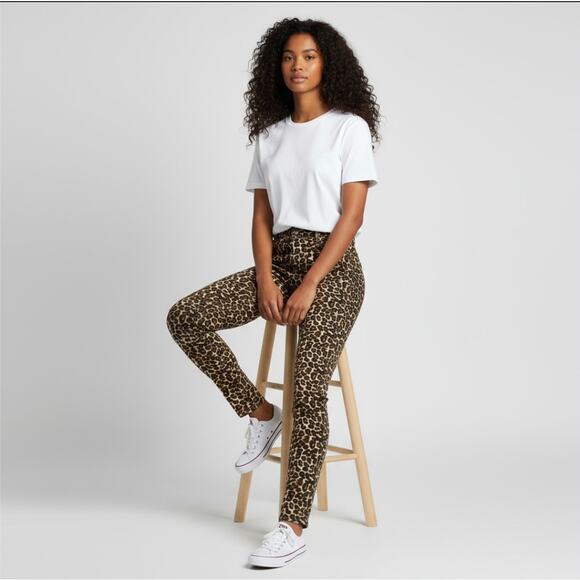 Free People Leopard Cheetah Size 24 Skinny Jeans - Picture 1 of 5